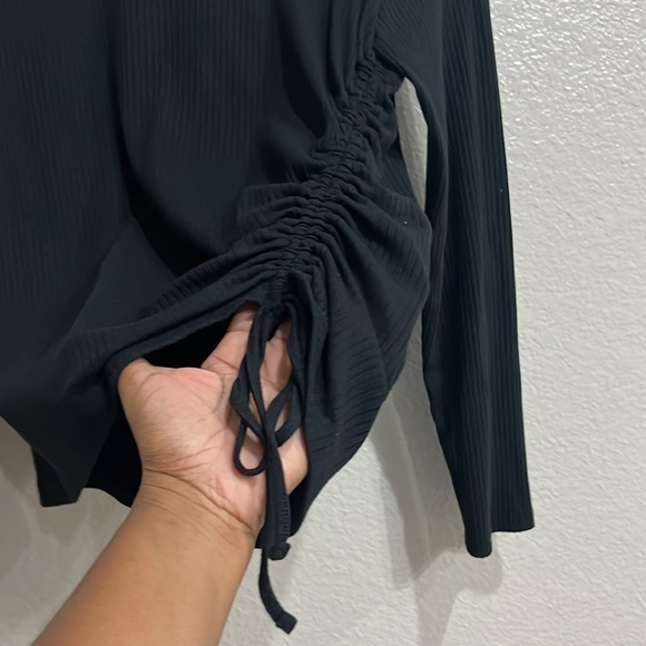 A New Day Black Draw String Top Black Long Sleeve Size  Large - Picture 7 of 9
